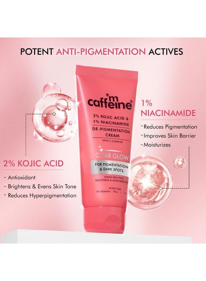 2% Kojic Acid & 1% Niacinamide Depigmentation Cream| Reduces Dark Spots Melasma Tan & Evens Skin Tone |Skin Brightening Lightweight Moisturizer For Men & Women | For All Skin Types 50G