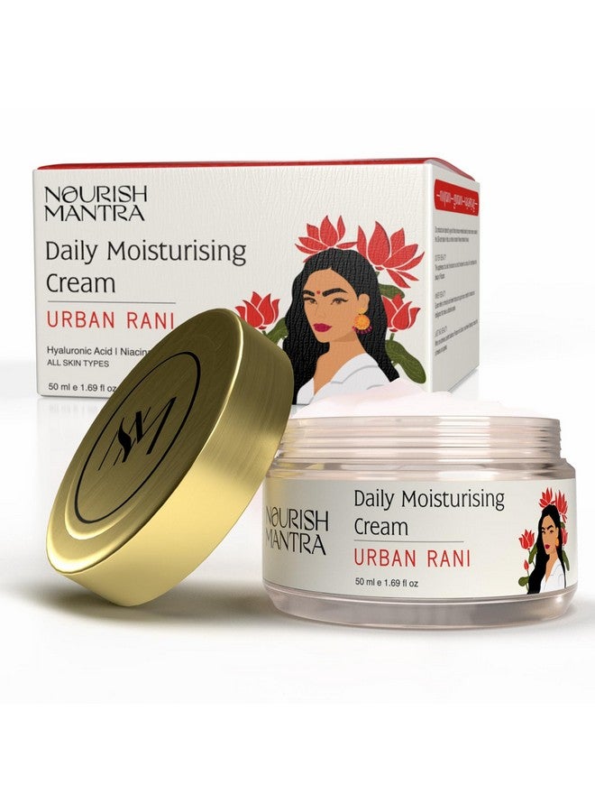 Urban Rani Daily Moisturizing Cream/With Hyaluronic Acid Niacinamide & Sea Buckthorn/For All Skin Types/Hydrates Nourishes & Improves Skin Texture 50Ml