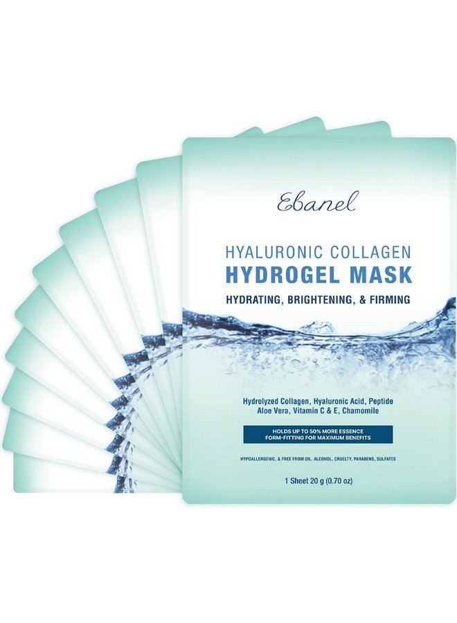 10Pack Hydrogel Collagen Mask For Face, Instant Brightening Hydrating Face Mask Sheet Mask For Firming, Lifting Anti Aging Anti Wrinkle With Hyaluronic Acid, Peptide, Aloe Vera, Vitamin C & E