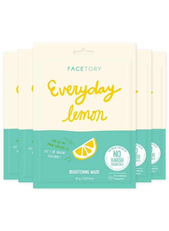 Everyday Lemon Illuminating Sheet Mask With No Harsh Chemicals Soft Formfitting Face Mask For All Skin Types Illuminating Clarifying And Balancing (Pack Of 5)