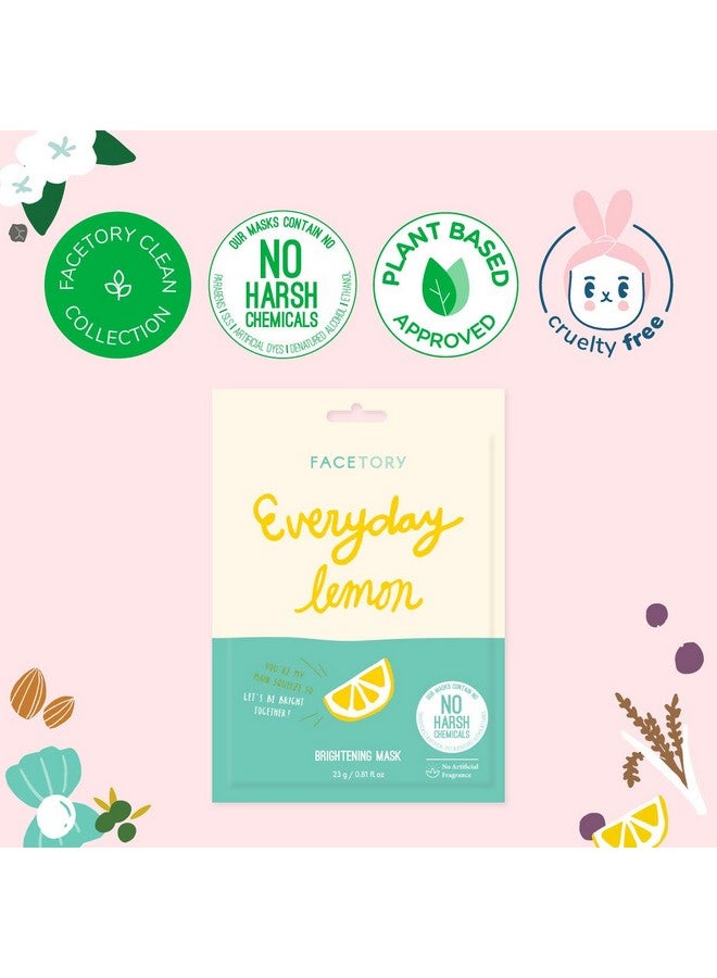 Everyday Lemon Illuminating Sheet Mask With No Harsh Chemicals Soft Formfitting Face Mask For All Skin Types Illuminating Clarifying And Balancing (Pack Of 5)