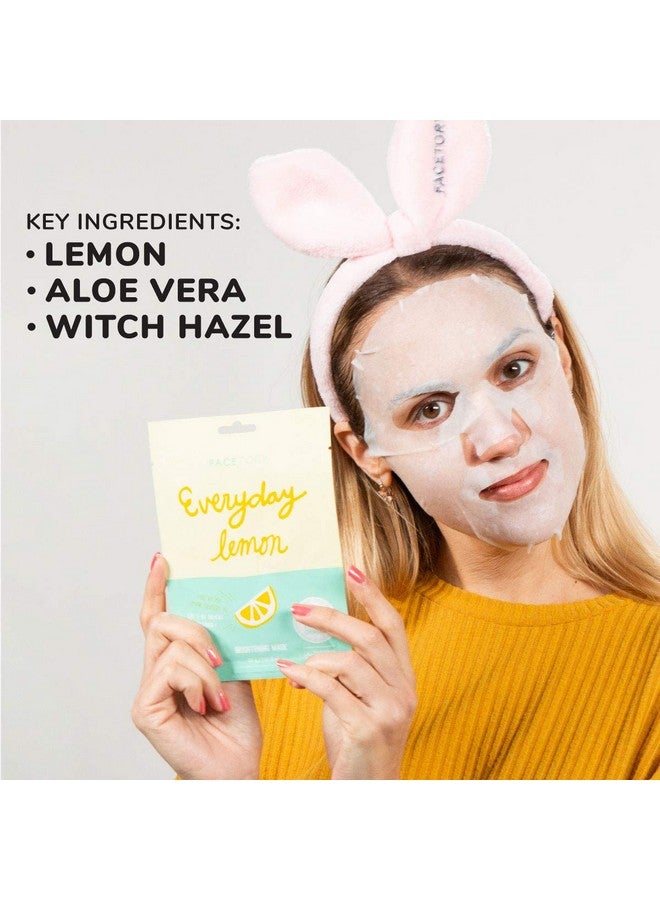 Everyday Lemon Illuminating Sheet Mask With No Harsh Chemicals Soft Formfitting Face Mask For All Skin Types Illuminating Clarifying And Balancing (Pack Of 5)