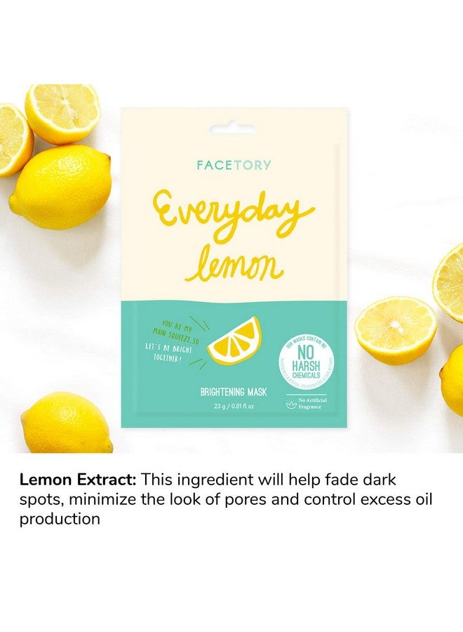 Everyday Lemon Illuminating Sheet Mask With No Harsh Chemicals Soft Formfitting Face Mask For All Skin Types Illuminating Clarifying And Balancing (Pack Of 5)