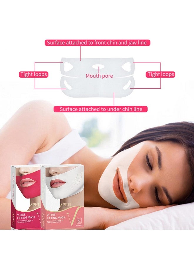 V Shape Face Mask Firming Facial Mask Double V Line Lifting Mask For Women Men White 6 Pieces