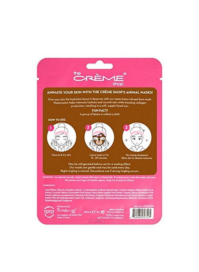 Animated Miss Bear Face Mask Hydrating Face Mask Korean Skincare Mask With Watermelon Animal Face Mask Sheet Watermelon Face Mask Korean Animal Face Mask (3 Masks)