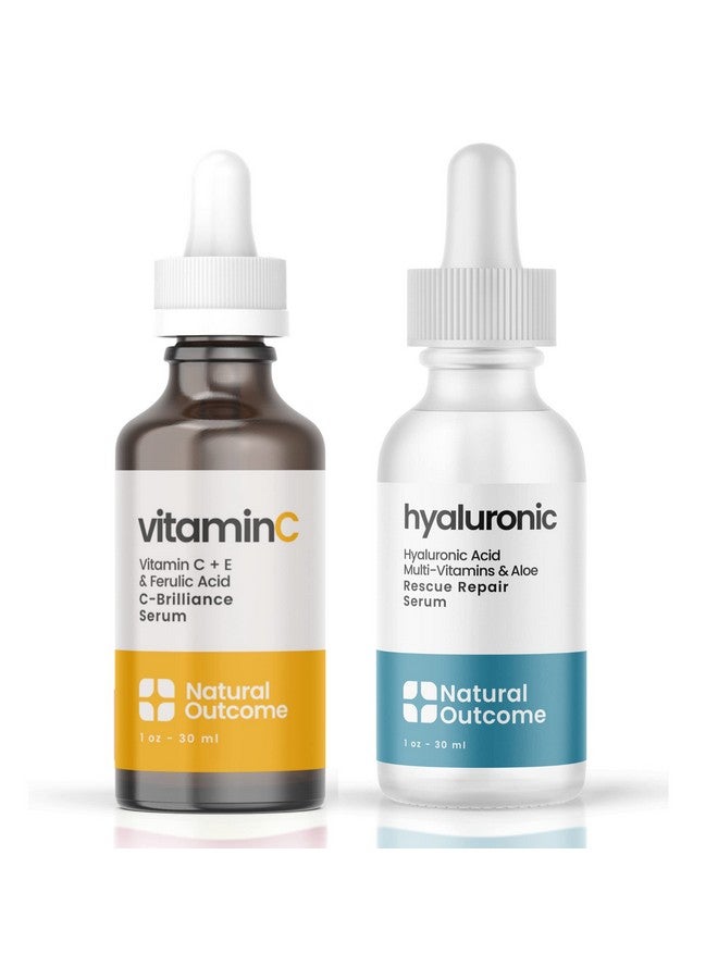 Face Serum Set Hydrating Hyaluronic Acid Serum And Vitamin C Face Serum Pack Of Two Anti Aging Facial Serum Kit 1 Oz Each Vegan Cruelty Free & Fragrance Free