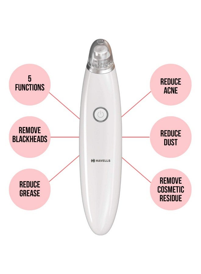 Sc5060 Pore Cleanser Blackhead/Whitehead Remover 3 Suction Modes Low/Medium/High Fast Charge (White)