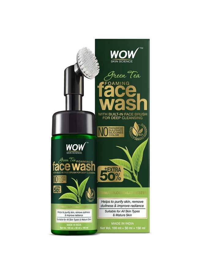 Green Tea Foaming Face Wash With Builtin Face Brush For Treating Acne And Unclogging Pores 150Ml