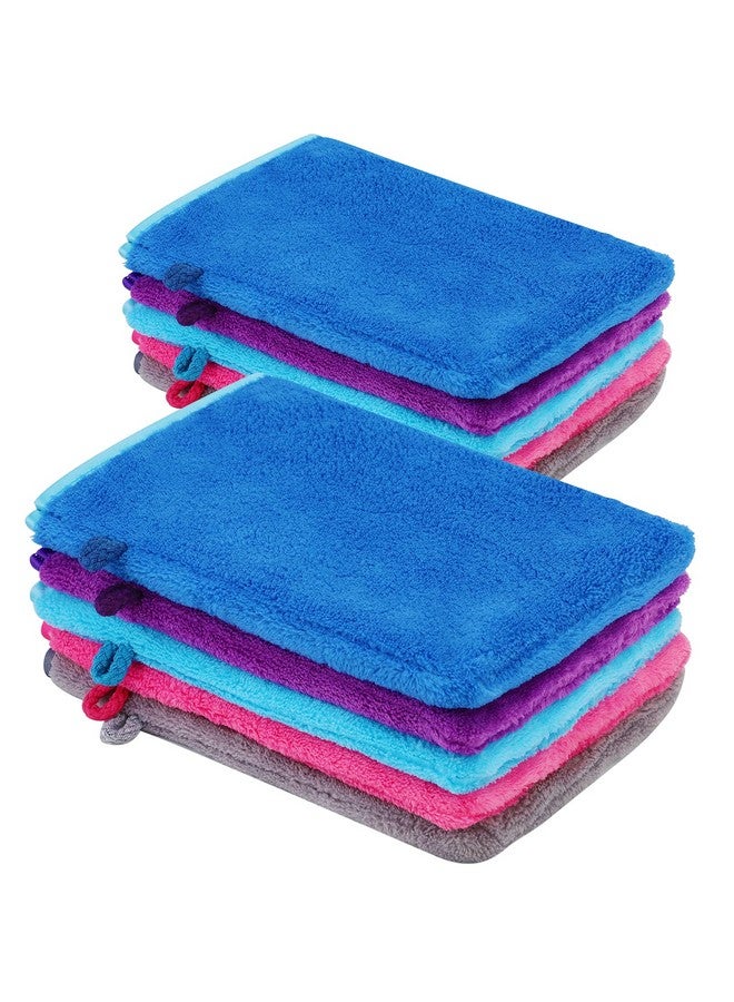 10 Pcs Microfiber Body Wash Mitts Flannel Soft Face Mitten Bath Spa Cloth Reusable Makeup Remover Mitt Gloves European Style Wash Cloth6×8Inch 5 Colors