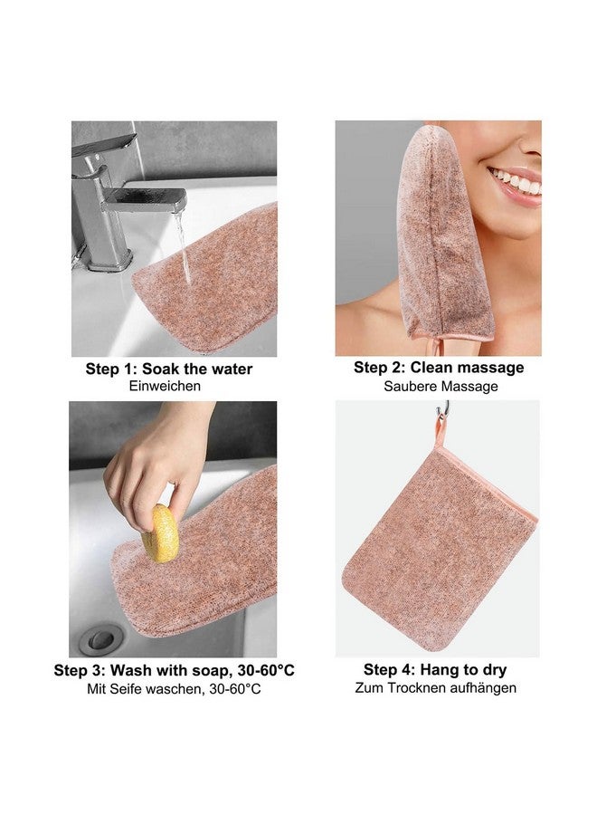 6 Pack Microfiber Body Wash Mitts 6×8 Inch Super Absorbent & Soft Face Mitten Coral Fleece Bath Spa Cloth Reusable Makeup Remover Mitt Gloves 3 Colors