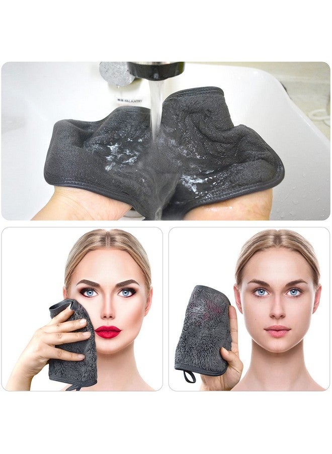 Reusable 6 Pack Makeup Remover Cloth Microfiber Face Cleansing Cloths Soft Washcloths Magically Remove Cosmetics Only With Water 6 X 12Inch Darkgray