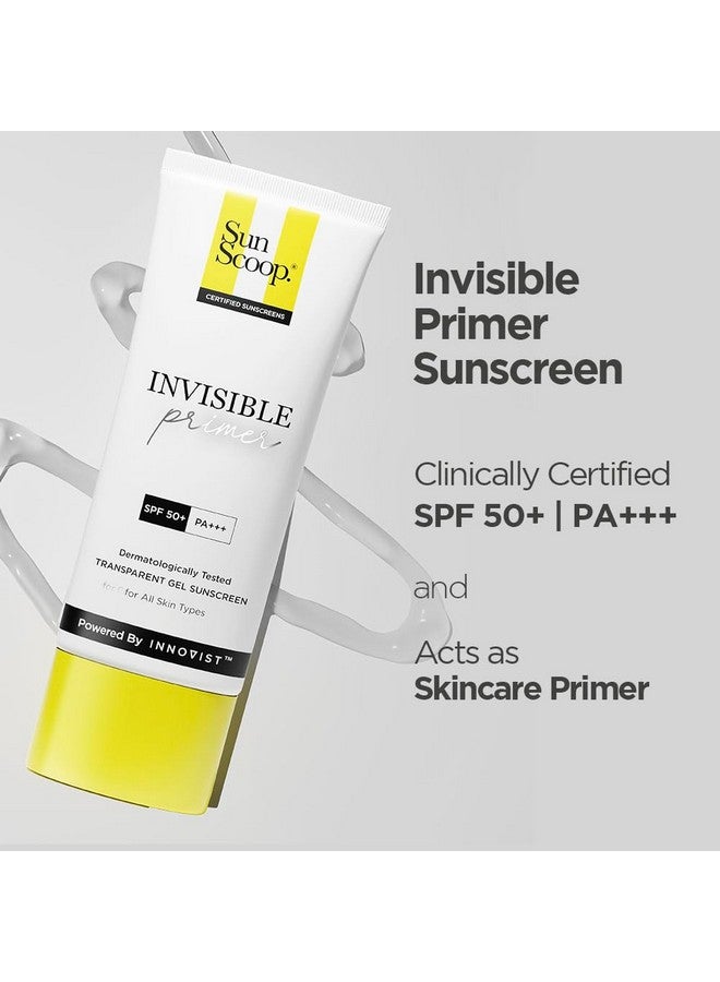 Invisible Primer Sunscreen Gel Spf 50 Pa+++ | For Dry & Oily Skin | Transparent Primerlike Finish | Rice Extract & Vitamin E To Minimise Pores | No White Cast | For Women & Men | 45G