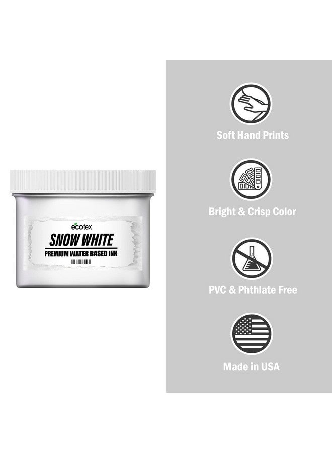 Ecotexscreen Printing Ink Snow White (Pint 16Oz.) Water Based Fabric Ink Silk Screen Ink Soft Fabric Ink Or Screen Ink For Shirt Printing Screen Printing Supplies For Screen Printing Kit