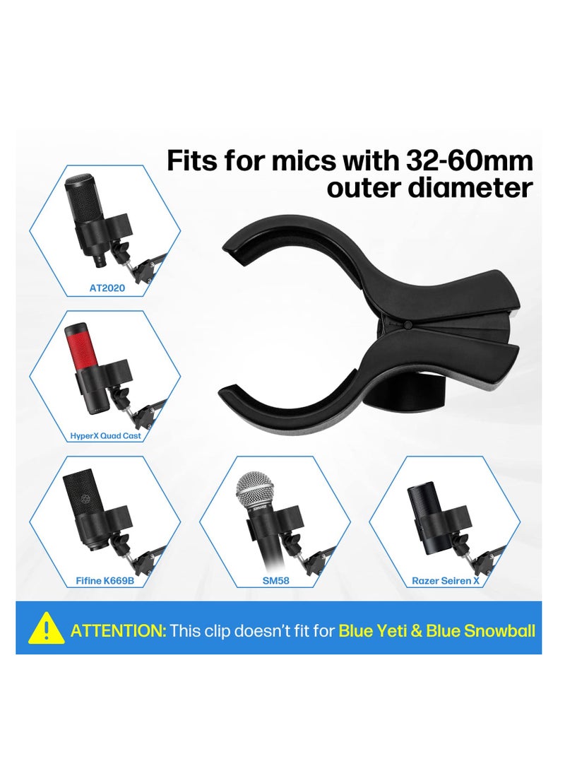 Upgraded Microphone Clip, Adjustable Mic Holder for Microphones, Universal Microphone Clip Holder, with Outer Diameter Between 32mm and 60mm, with 5/8