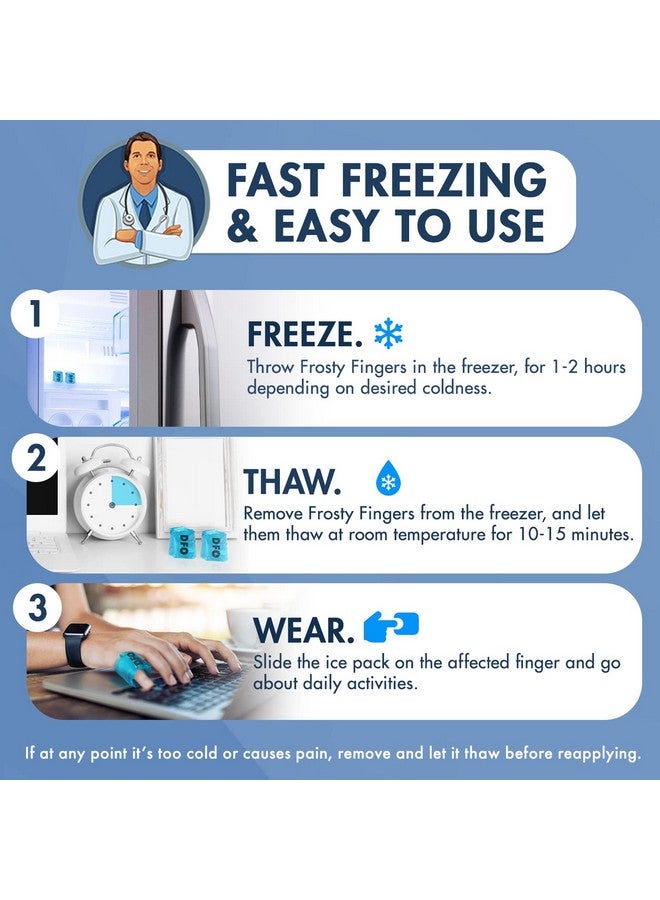 Frosty Fingers 2Pc Finger Gel Ice Packs Finger Ice Pack Wrap Thumb Ice Pack Reusable Ice Pack Sleeves For Injury, Sprain, Arthritis, & Chronic Pain
