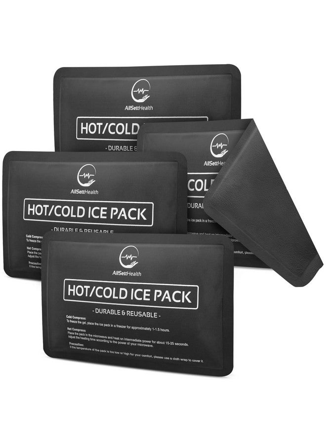 4 Pack Reusable Ice Packs For Injuries Soft Ice Pack With Velvet Soft Fleece Fabric | Flexible Hot And Cold Gel Ice Pack Set Cold Packs For Injuries, Knee, Back, Neck Pain 10 X 6, Black