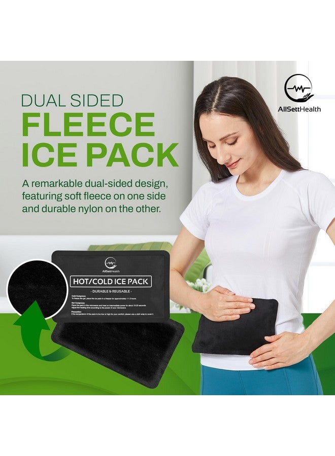 4 Pack Reusable Ice Packs For Injuries Soft Ice Pack With Velvet Soft Fleece Fabric | Flexible Hot And Cold Gel Ice Pack Set Cold Packs For Injuries, Knee, Back, Neck Pain 10 X 6, Black