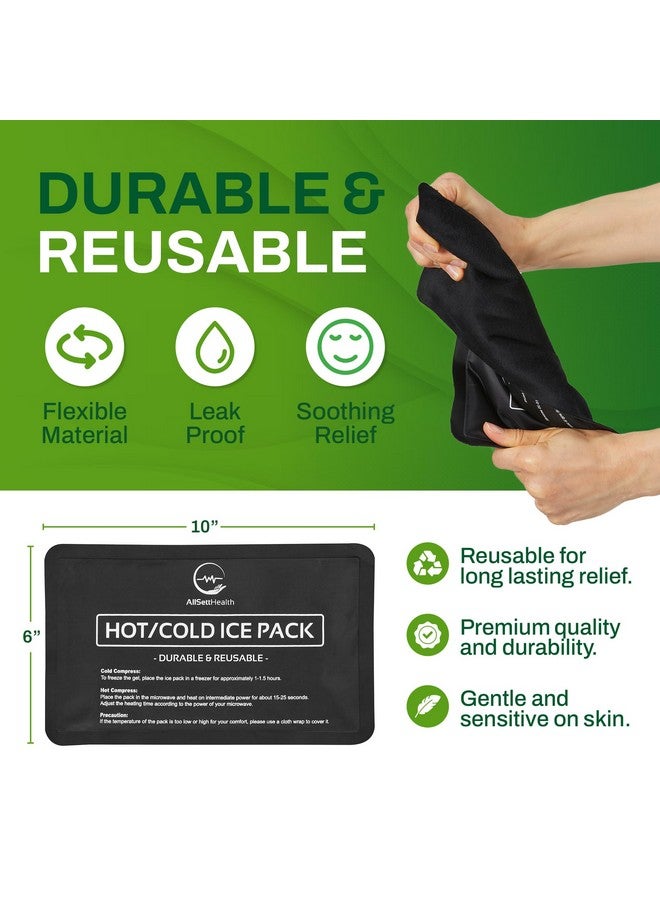 4 Pack Reusable Ice Packs For Injuries Soft Ice Pack With Velvet Soft Fleece Fabric | Flexible Hot And Cold Gel Ice Pack Set Cold Packs For Injuries, Knee, Back, Neck Pain 10 X 6, Black