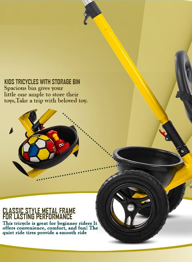 Baybee 2 in 1 Convertible Baby Tricycle for Kids with Parental Adjustable Push Bar, Seat Belt, Eva Wheel & Storage Basket  Kids Cycle Trikes Kids Tricycle Cycle for Kids 2 to 5 Years Boy Girl Yellow