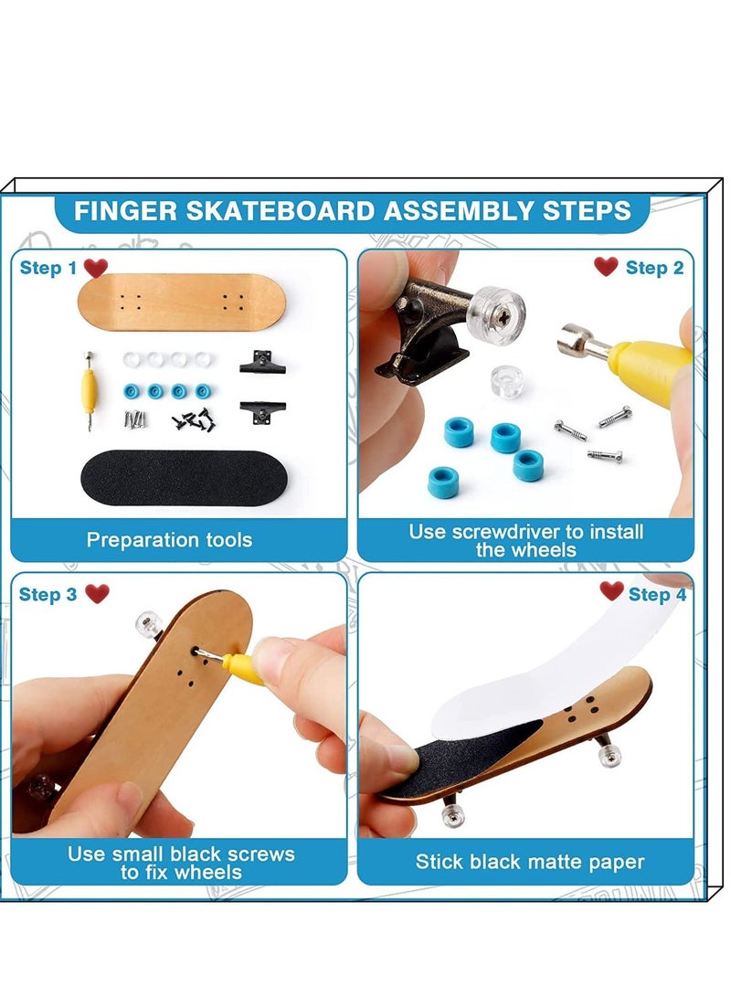 Finger Skateboard, Skateboard Accessories Tools Set, Mini Toys Kits, Doll Breakdance Mini Cloth Shoes, Pressure Gifts for Children Teens Adults, for Kids Party Favor