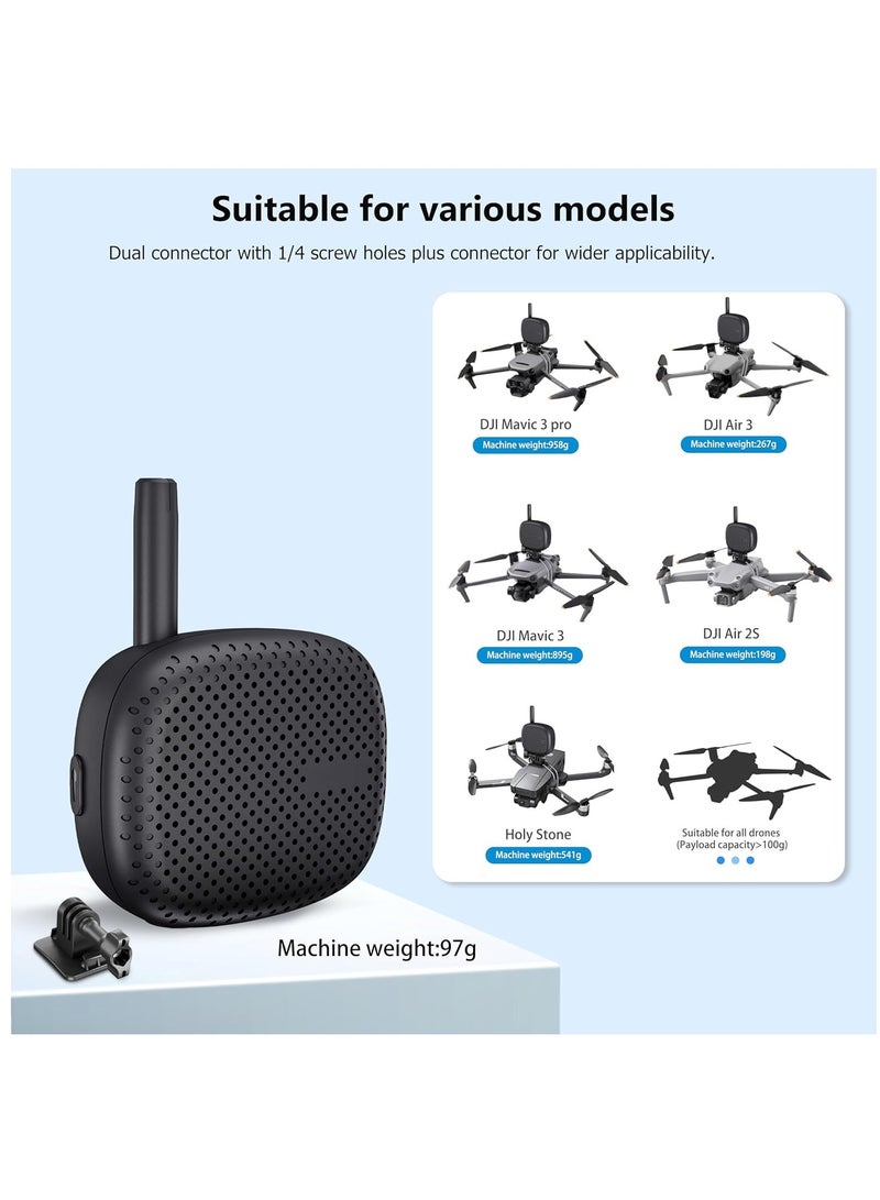 Drone Speaker Real-Time Megaphone Portable Interference-Free Long Distance Microphone for DJI Air 3/Mavic Air 2S/Mavic 3 Pro/Avata/Holy Stone/FPV Drone Accessories