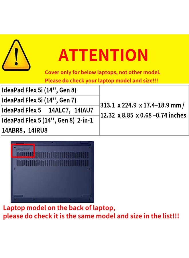 Laptop Case Cover for Lenovo IdeaPad Flex 5i 14 Gen 8 7 / Flex 5 14 Gen 8 7 2023-2022 [Do Check Model] Detachable Notebook Sleeve Computer Bag Protective PU Shell with Heat Dissipation Hole