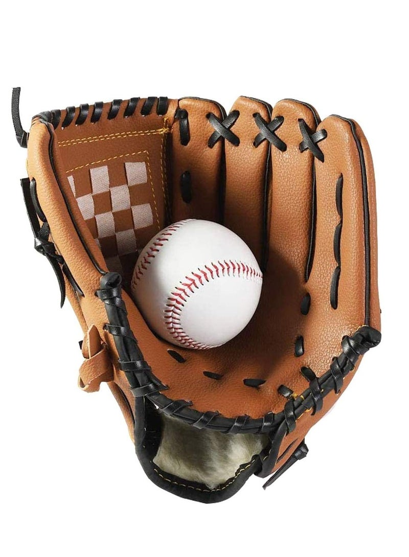 Baseball Glove and PU Leather Batting Gloves Set - Left Hand Catcher's Mitt for Kids, Youth, and Adults - Available in 10.5