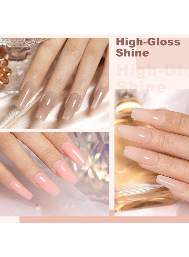 Nude Gel Nail Polish Sheer Jelly Gray Pale Pink Gel Polish Set Of 6 Transparent Colors Clear Light Brown Gray Purple Neutral Nuded Nail Varnish Led Uv Curing Requires 7.5Ml For Home Salon