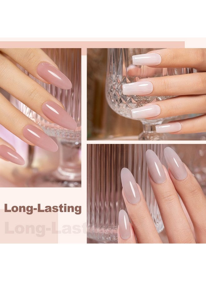 Nude Gel Nail Polish Sheer Jelly Gray Pale Pink Gel Polish Set Of 6 Transparent Colors Clear Light Brown Gray Purple Neutral Nuded Nail Varnish Led Uv Curing Requires 7.5Ml For Home Salon