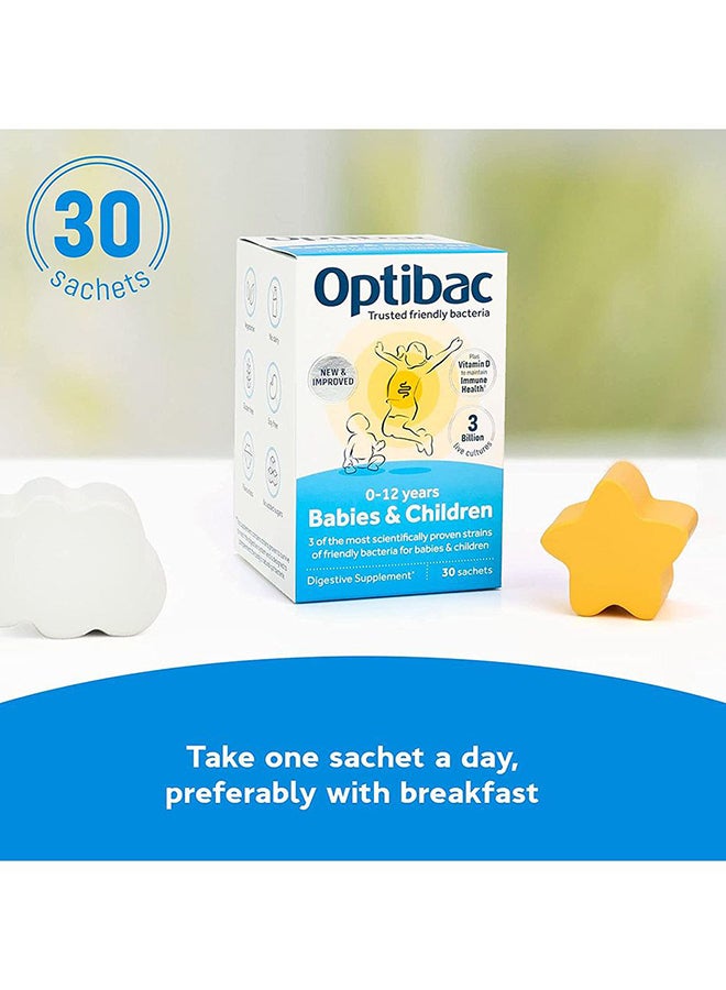 Babies And Children Probiotic For Immune System Support With Vitamin D Booster And 3 Billion Bacterial Cultures 30 Sachets