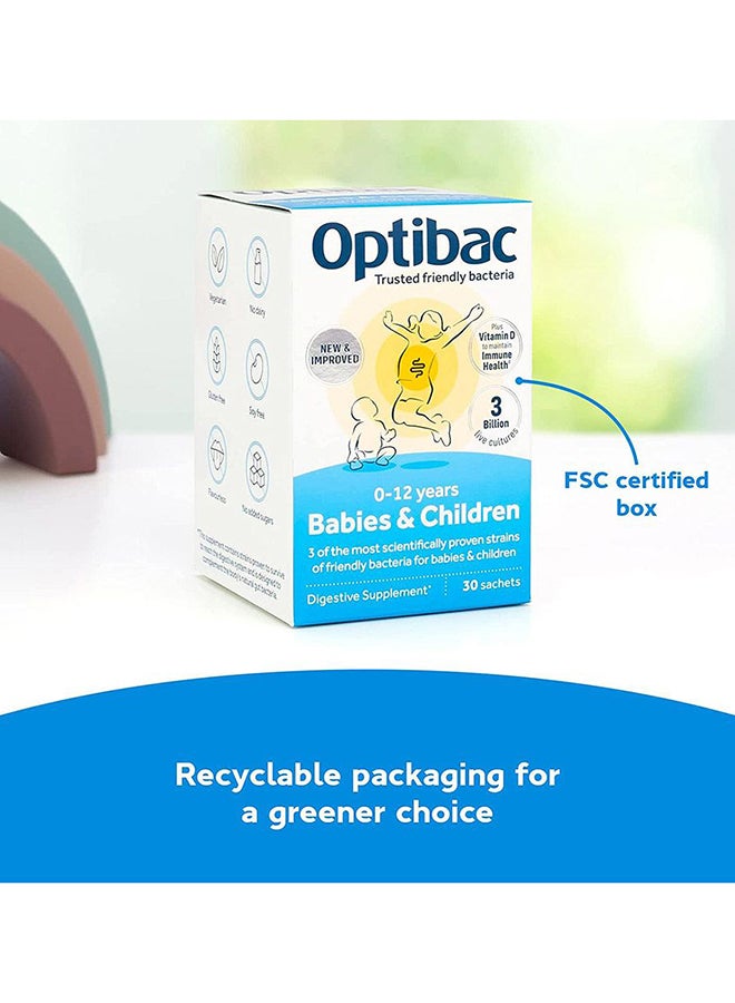 Babies And Children Probiotic For Immune System Support With Vitamin D Booster And 3 Billion Bacterial Cultures 30 Sachets