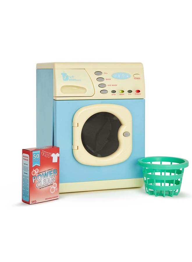 Blue Electronic Washer: Toy Washer With Spinning Drum, Lights, Sounds, And Accessories. For Children Aged 3+