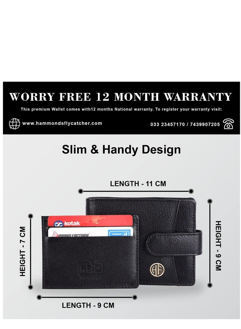 Premium Leather Wallets for Men, Black | RFID Protected Nappa Leather Wallet for Men | Mens Wallet with 5 Card Slots | Gift for Fathers Day, Birthday, Raksha