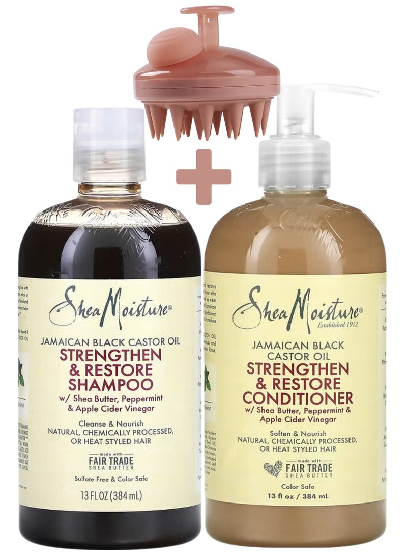 Jamaican Black Castor Oil Strengthen & Restore Hair Care Set - Shampoo and Conditioner, 13 oz Each - Promotes Hair Growth, Repairs, and Nourishes, Sulfate-Free