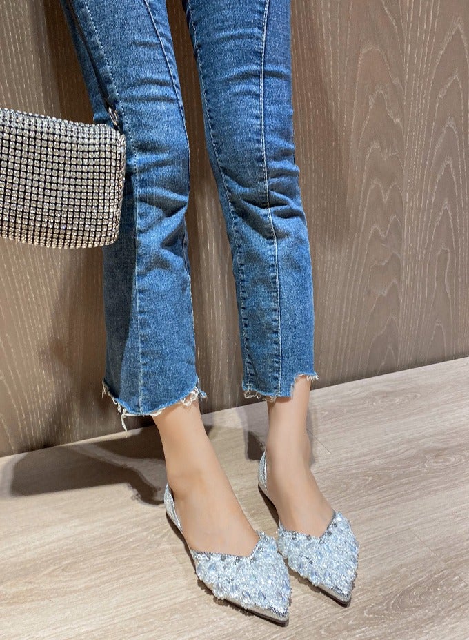 New Fashionable Interior Height Increasing Pointed Single Shoes