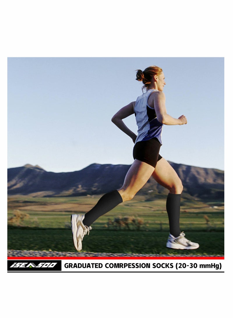 Compression Socks, 4 Pairs for Women and Men, 20-30 mmHg is Best for Athletic, Travel, Running, Fitness, Reduce Calf Pain Faster Recovery L/XL