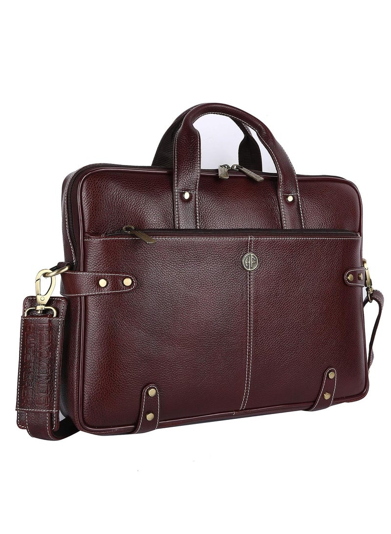 Leather Laptop Bag for Men/Office Bag for Men, Brown | Fits Up to 16 Inch Laptop/MacBook | Leather Bag with Shoulder Straps | Laptop Messenger Bag/Leather Bag for Men