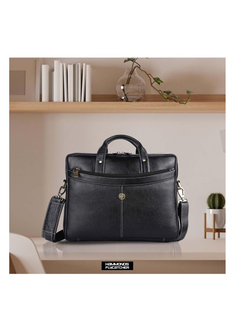 Laptop Messenger Leather Bag 15.6-inch Black LB122 (L=39, H=29, B=8 cm)