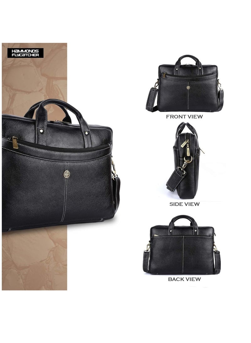 Laptop Messenger Leather Bag 15.6-inch Black LB122 (L=39, H=29, B=8 cm)