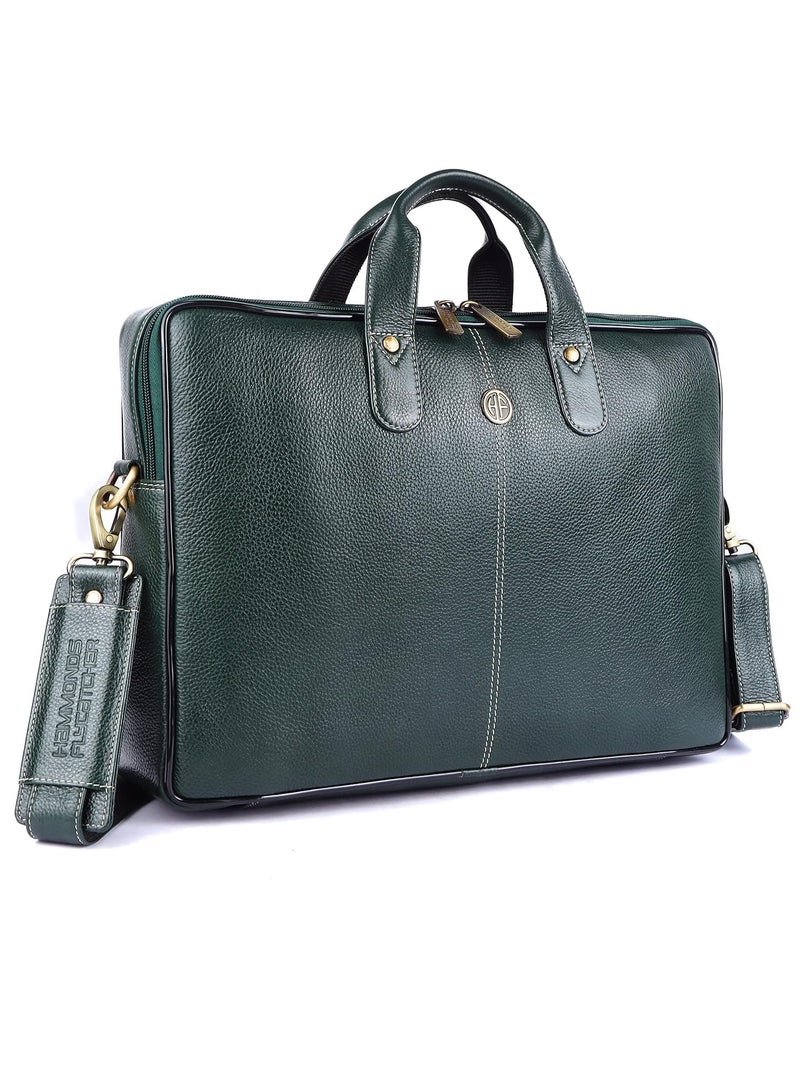 Leather Laptop Bag for Men - Office Bag, Sea Green - Fits Up to 14/15.6 Inch Laptop/MacBook - Laptop Messenger Bags/Leather Bag for Men with Adjustable Shoulder Strap | LB106GR (N3HQ)