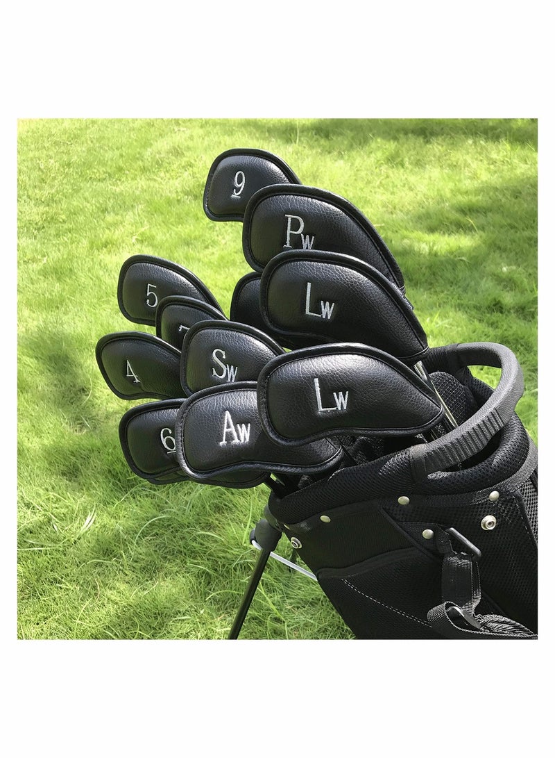 12 Pcs Golf Club Covers, Leather Golf Iron Head Covers Set for Men Women Fit All Brands