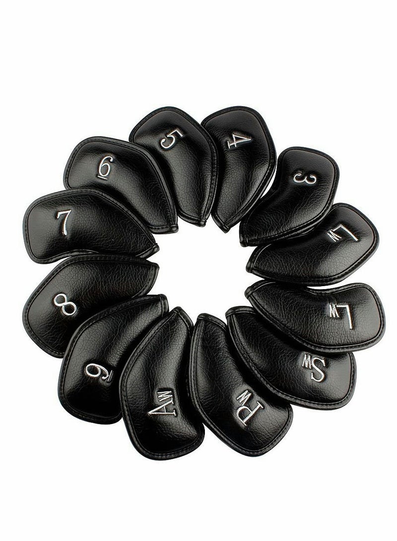 12 Pcs Golf Club Covers, Leather Golf Iron Head Covers Set for Men Women Fit All Brands