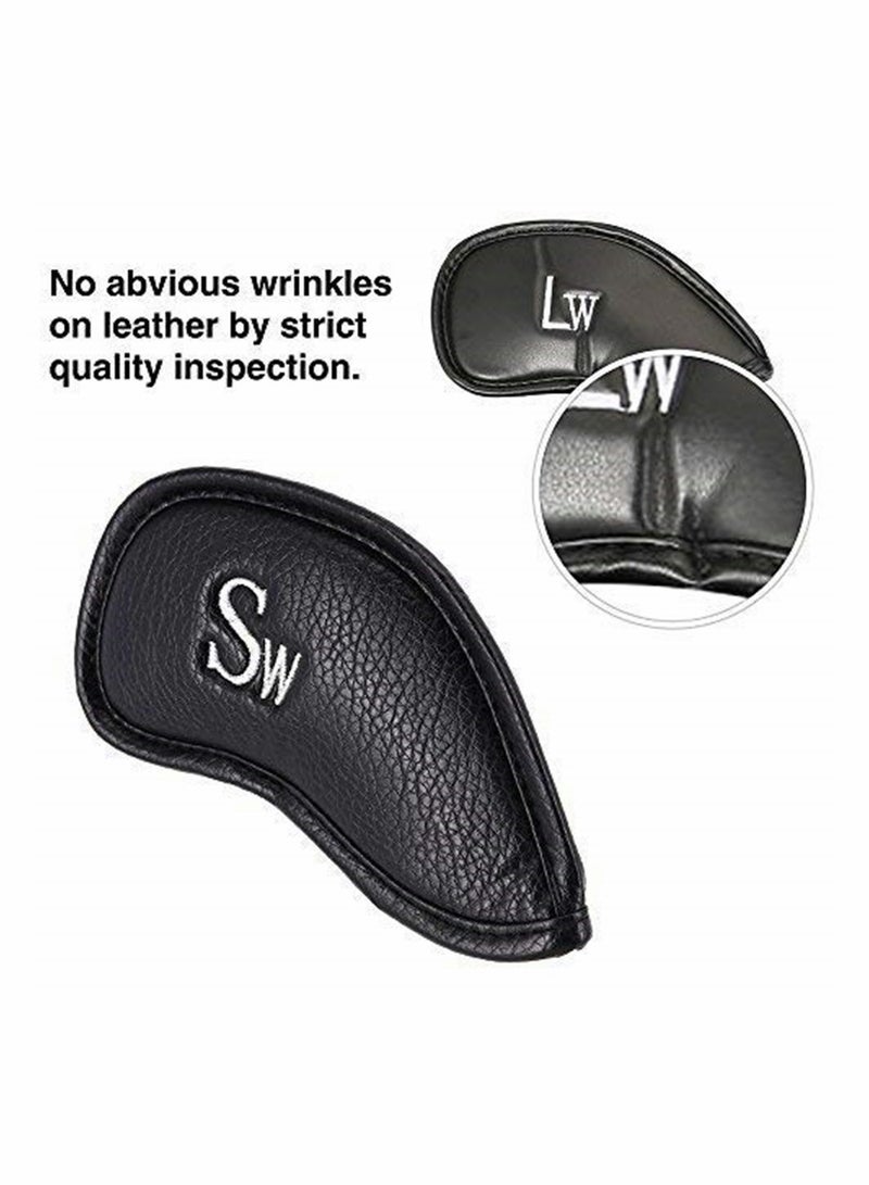 12 Pcs Golf Club Covers, Leather Golf Iron Head Covers Set for Men Women Fit All Brands