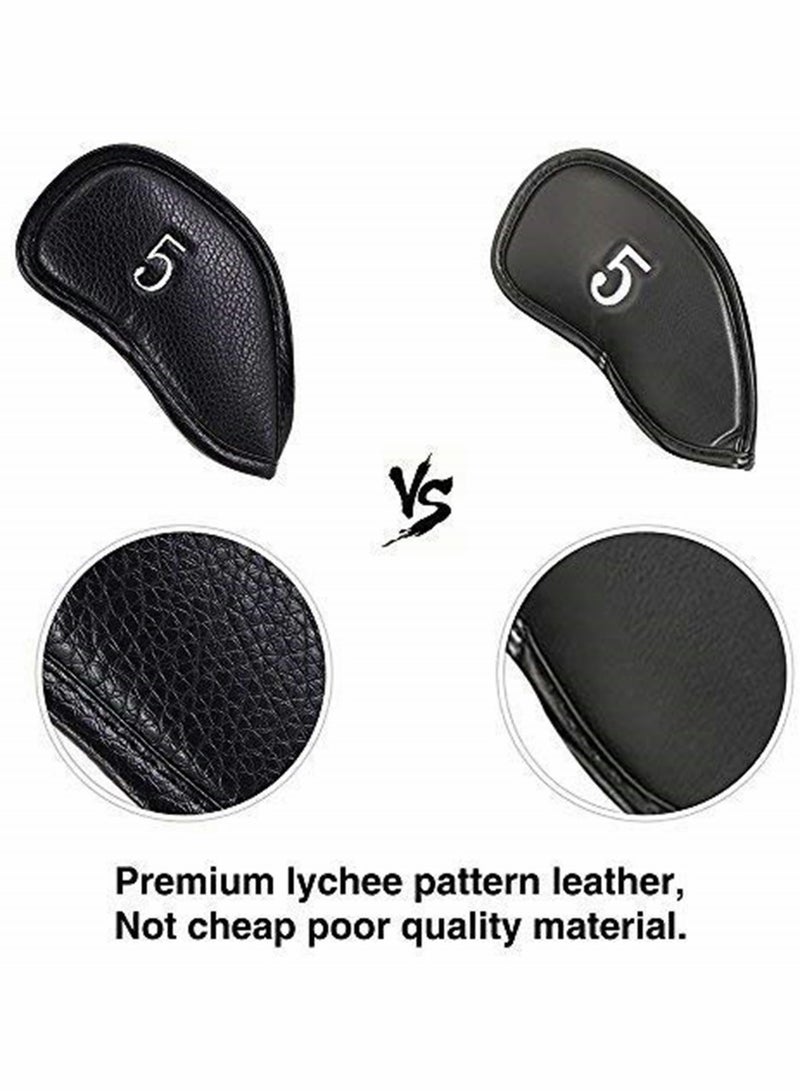 12 Pcs Golf Club Covers, Leather Golf Iron Head Covers Set for Men Women Fit All Brands