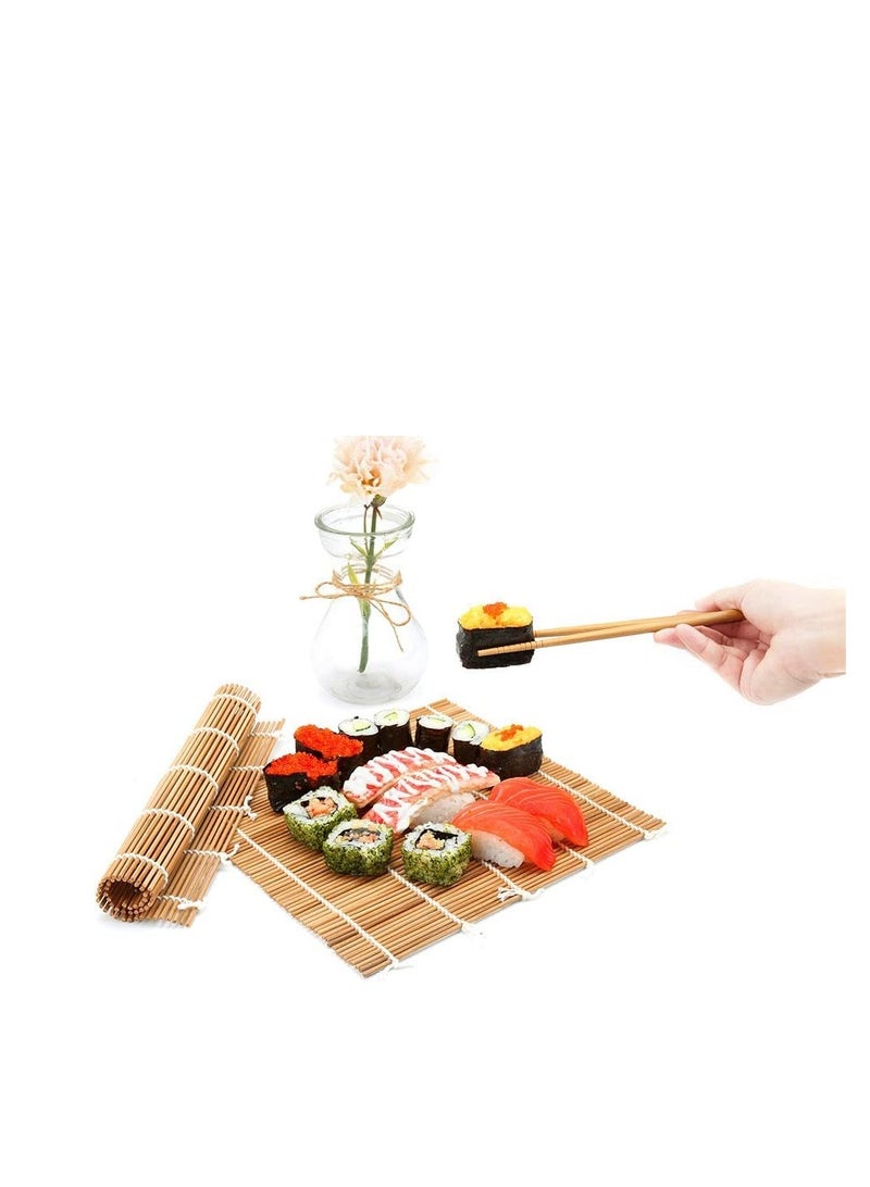 Sushi Making Kit, Bamboo Sushi Mat, Including 2 Sushi Rolling Mats, 5 Pairs of Chopsticks, 1 Paddle, 1 Spreader, 1 Beginner Guide PDF, Roll On, Beginner Sushi Kit