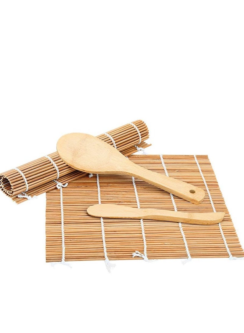 Sushi Making Kit, Bamboo Sushi Mat, Including 2 Sushi Rolling Mats, 5 Pairs of Chopsticks, 1 Paddle, 1 Spreader, 1 Beginner Guide PDF, Roll On, Beginner Sushi Kit