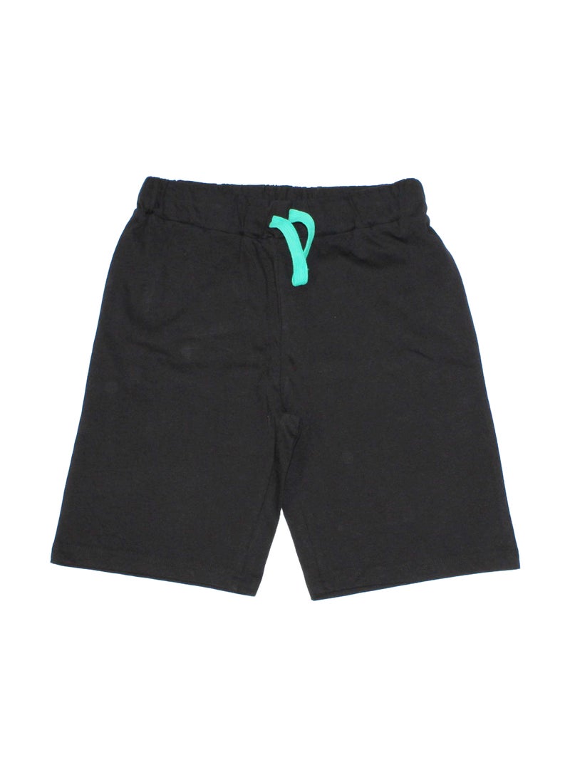 Boys printed round neck t-shirt with Black jogger pants set