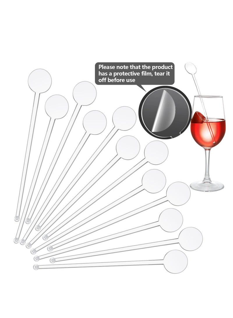 Coffee Stirring Sticks 240 Pcs 7 inches Disposible Plastic Disc Top Stirrers Transparent Stir Mixing Rod for Coffee Beverage