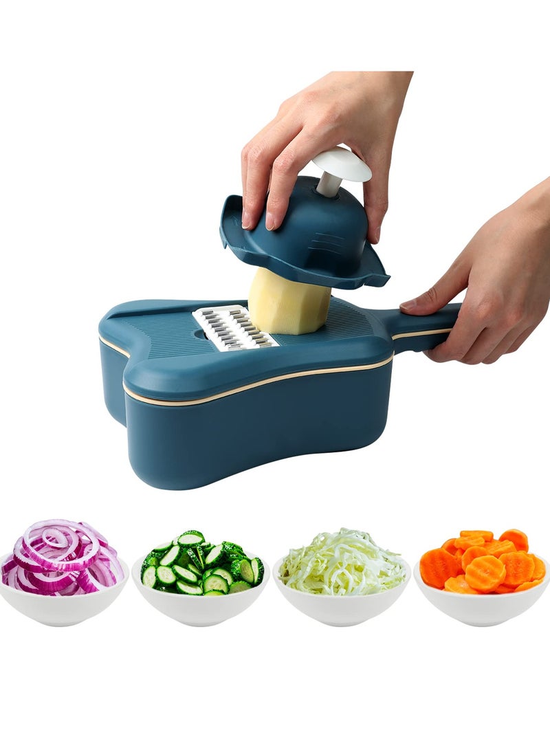 Vegetable Slicer and Grater, Violin Shaped 5 in 1 Multifunctional Slicer, Kitchen Vegetable Chopper Slicer with 5 Blades, Potato Shredded Grater, Onion Chopper, Tomato Lemon Slicer, Vegetable Peeler