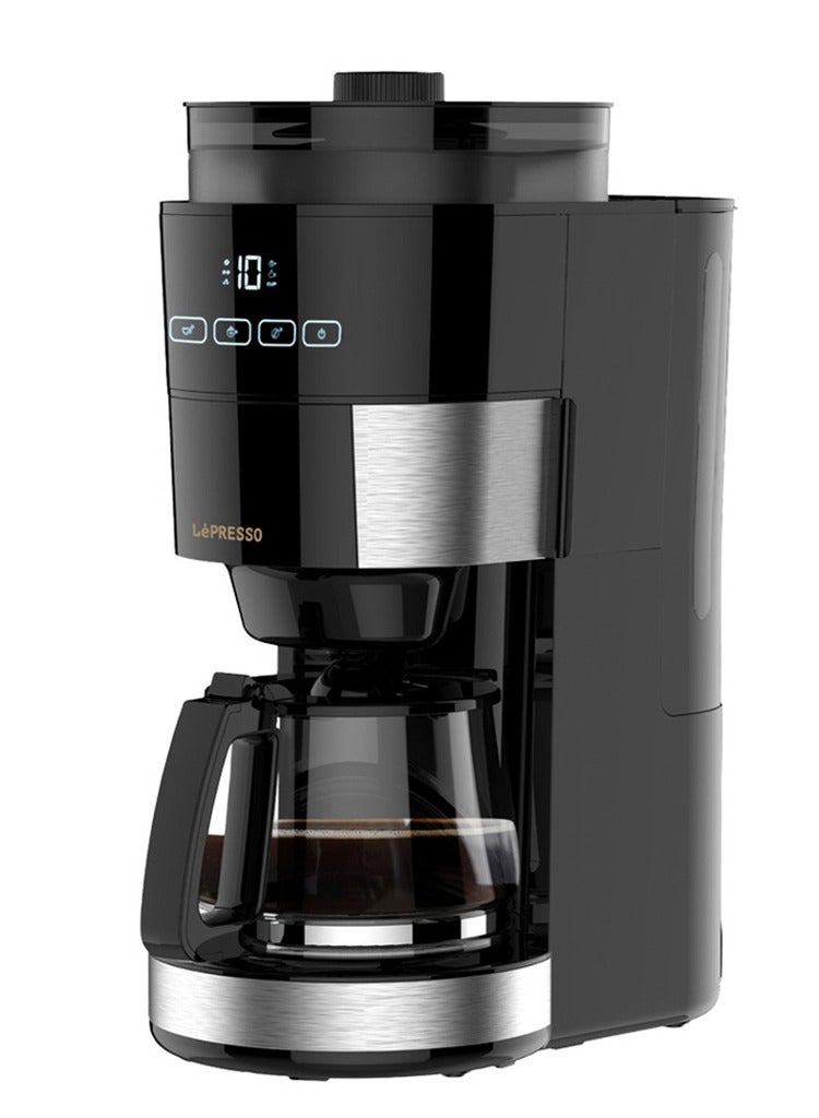 Grinding Coffee Machine with 1.2 Litres (10 Cups) Capacity Warming Base BS plug, Lepresso Coffee Maker - Black